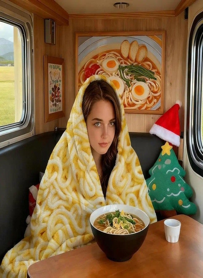 Sofevaim Ramen Noodles Blanket Realistic Food Blanket, Funny Birthday Gifts for Kids, Funny Throw Blanket for Couch Sofa Bed, Food Ramen Gifts 60" X 50" - Image 3