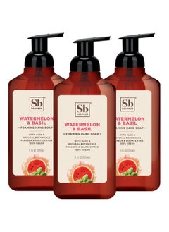 Soapbox Foaming Hand Soap Watermelon & Basil 11Oz Pump Bottles 3 Ct Gently Scented Moisturizing Foaming Hand Wash For Kitchen And Bathroom Vegan Cruelty & Paraben Free  - Image 1