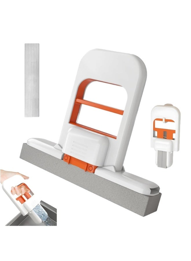 OSHIMA Mini Foldable Desktop Mop, Durable Hands-Free Lazy Mops Compact Pva Sponge Mops Wet and Dry Use, Portable Mini Cleaning Sponge Mop for Floor Bathroom Kitchen Glass Tableware - Image 1