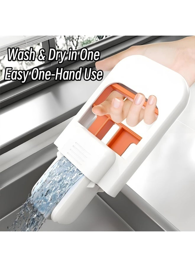 أوشيما ممسحة إسفنجية قابلة للطي صغيرة بدون استخدام اليدين من PVA، ممسحة كسولة محمولة ومدمجة مع ٢ وسادات للتعبئة، للاستخدام الرطب والجاف على المكتب، المطبخ، الحمام، الزجاج، الأطباق والأماكن الصغيرة - Image 3