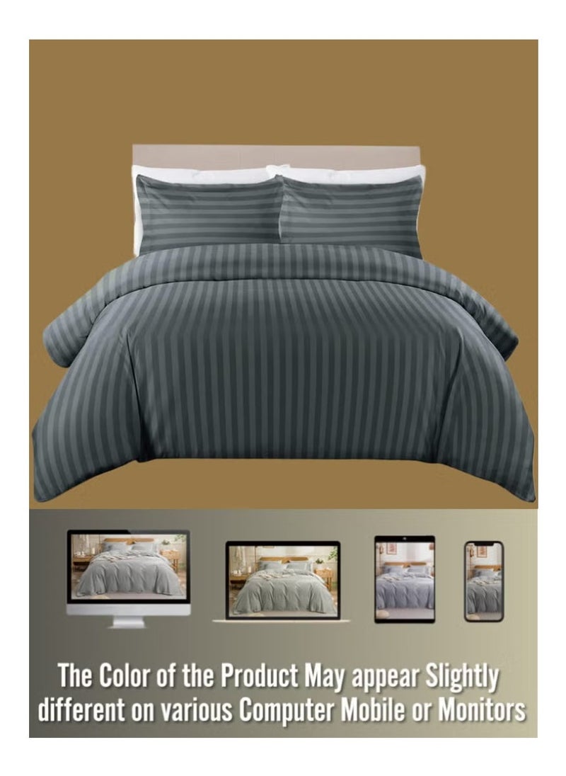 REDTOMMY طقم أغطية سرير كوين 6 قطع – غطاء لحاف (220x240 سم)، ملاءة مشدودة (150x200+30 سم) و 4 أغطية وسائد (53x75 سم)، اللون - رمادي داكن - Image 3