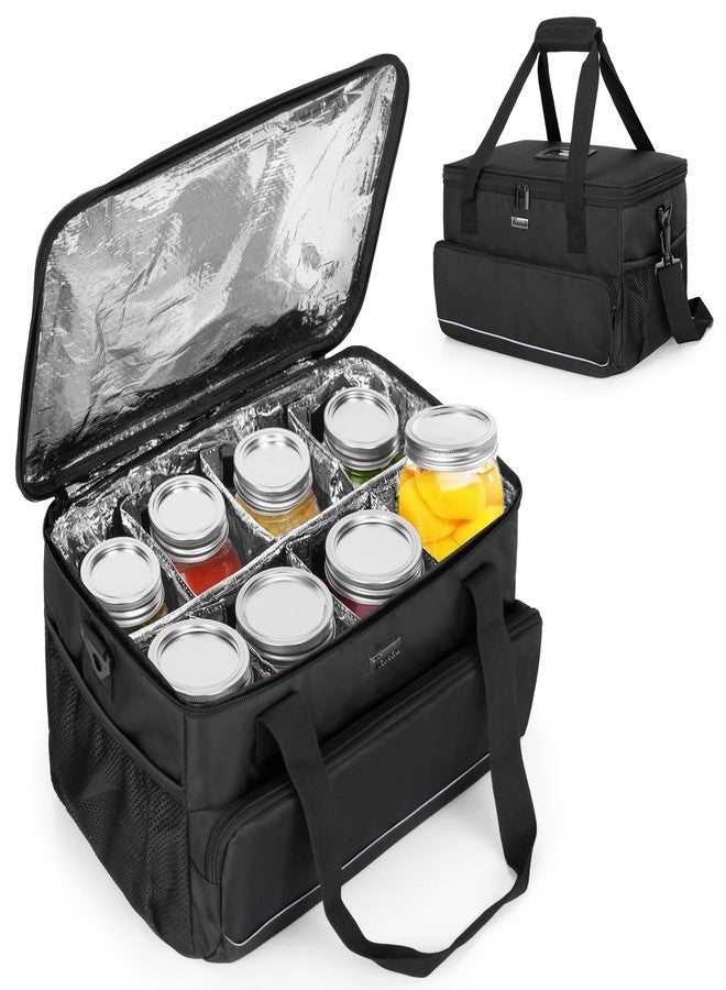 Trunab Mason Jar Storage Bag Insulated 8 Canning Organizer, with Adjustable Padded Dividers for Securely Storing and Transport, for Ball Canning Jars, Drinking Jar Cups, Black (Jars not included) - Image 1