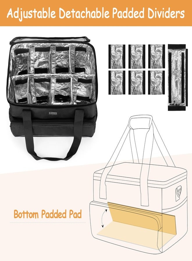 Trunab Mason Jar Storage Bag Insulated 8 Canning Organizer, with Adjustable Padded Dividers for Securely Storing and Transport, for Ball Canning Jars, Drinking Jar Cups, Black (Jars not included) - Image 2