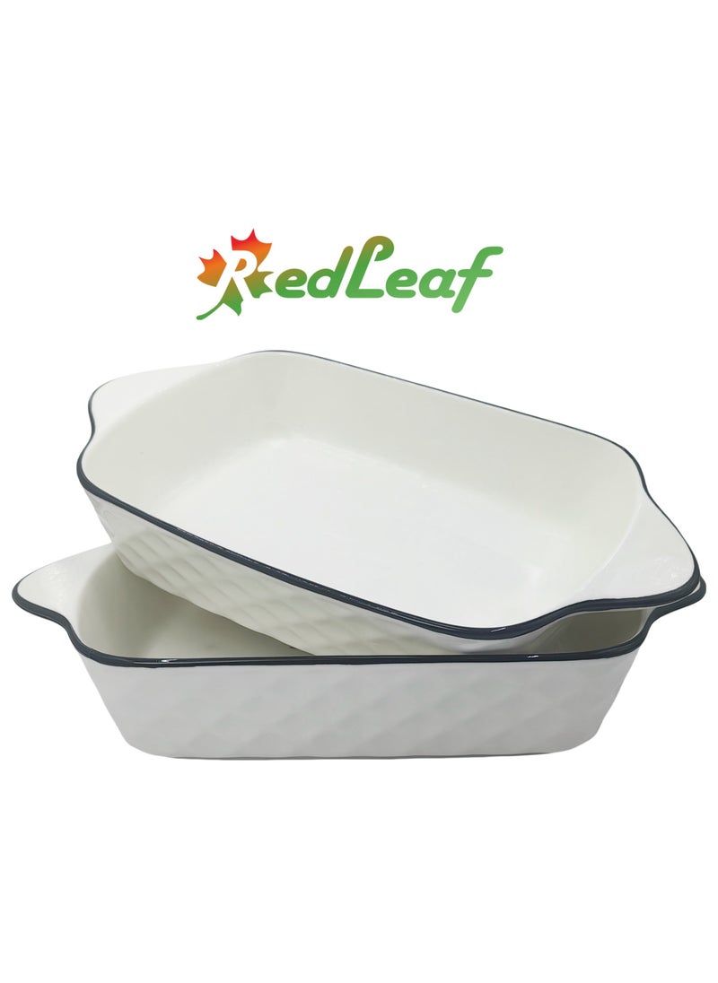 RedLeaf 2pcs Ceramic Baking Dish, Rectangular Lasagna Pan Deep with Handles for Cooking Serving Cake Kitchen, White - pzsku/ZFE89B7D22DB92BBE75AFZ/45/_/1731233908/f86d7381-8a45-4001-b71c-f93c1cfab5b5