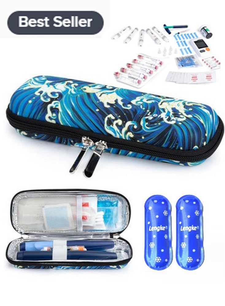 Generic Insulin Cooler Travel Case with 2 Cooler Ice Packs, Small EVA Diabetic Insulated Organizer Portable Cooling Bag for Medication Cooling Insulation, Epi Pen Carrying Bag - Image 1
