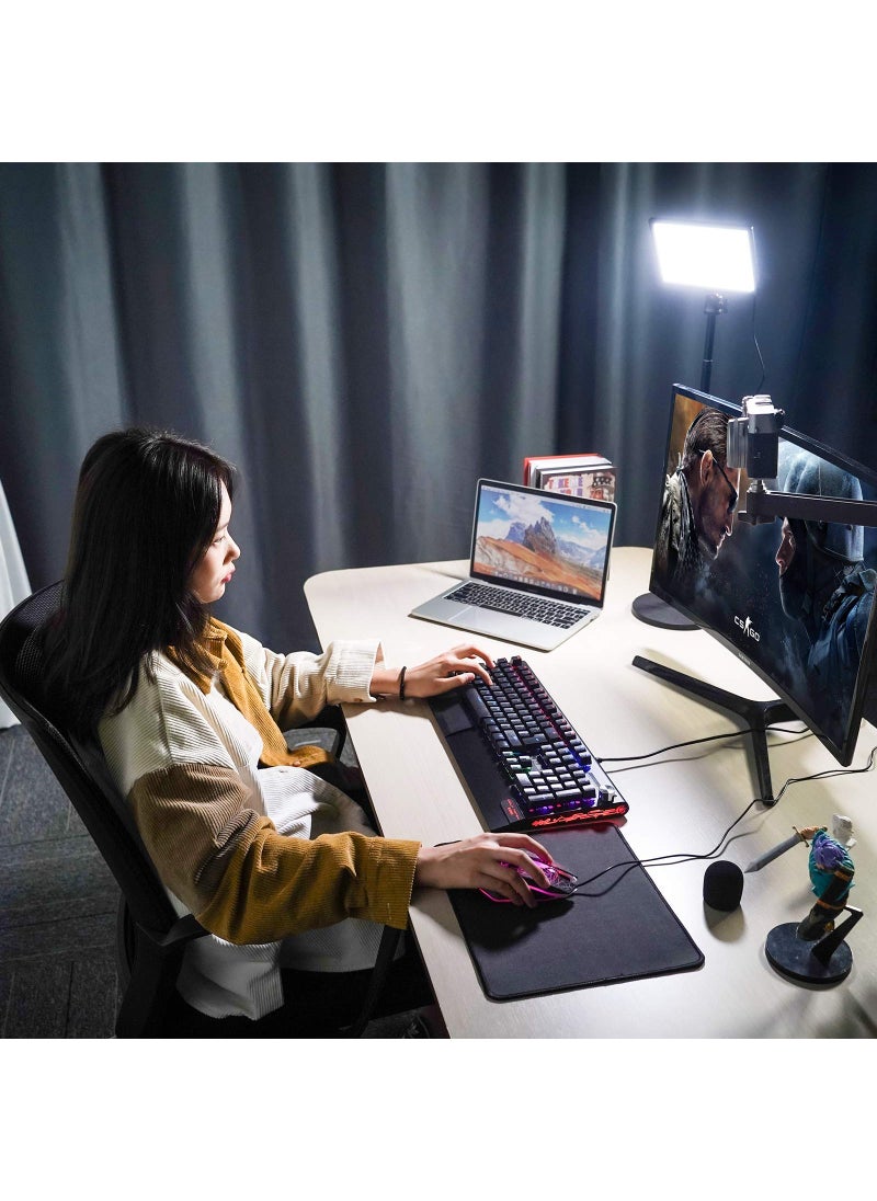 jusmo JUSMO K3 Key Light w Extendable Desktop Stand, Brightness/Color Temperature Adjustable LED Video Light, Soft Panel Fill Light for Streaming, Record Videos, Video Calls, Zoom Meetings  - Image 3
