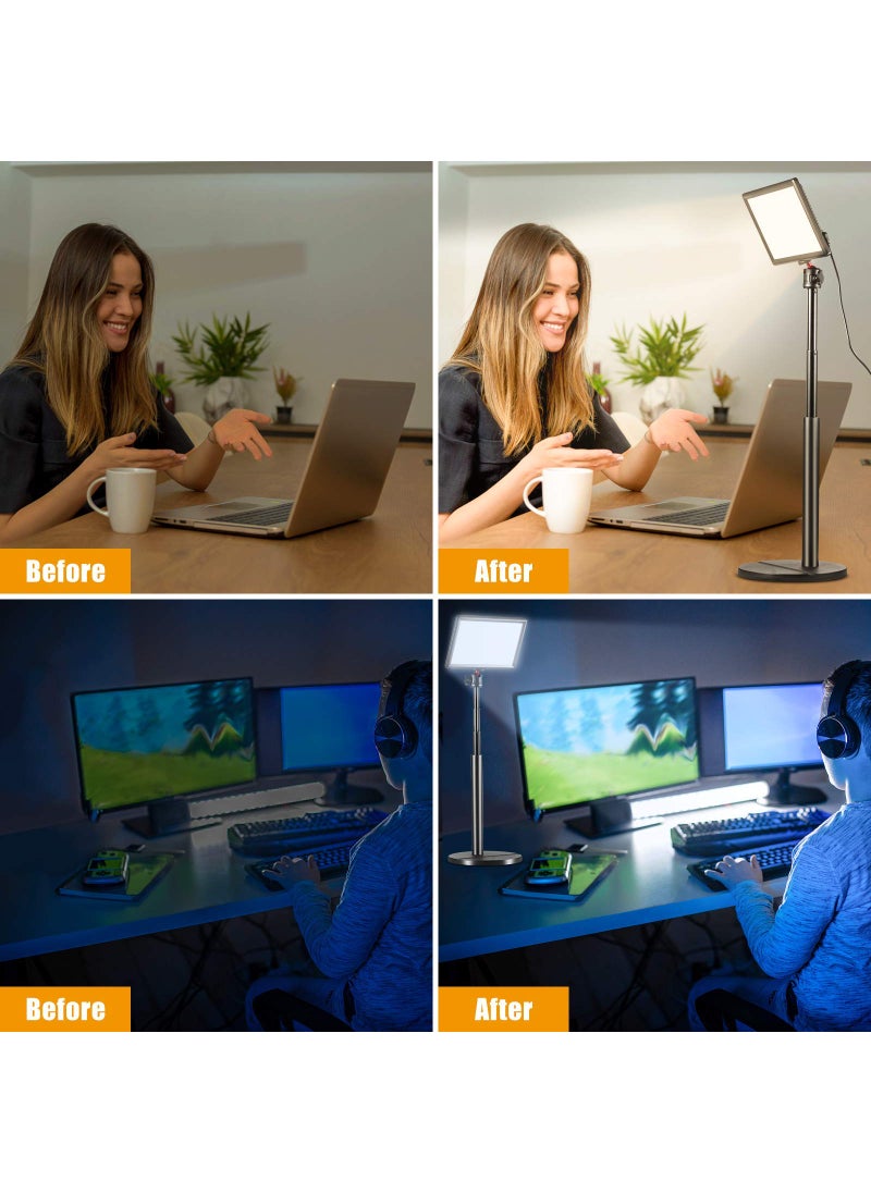 jusmo JUSMO K3 Key Light w Extendable Desktop Stand, Brightness/Color Temperature Adjustable LED Video Light, Soft Panel Fill Light for Streaming, Record Videos, Video Calls, Zoom Meetings  - Image 2