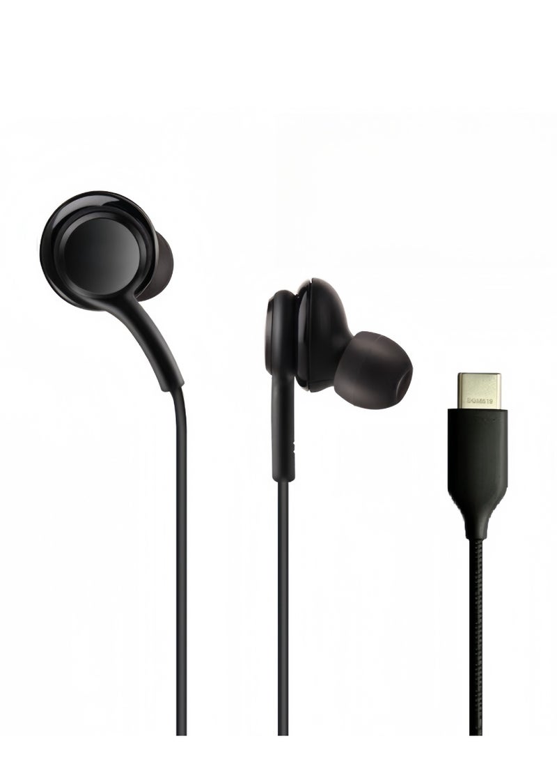 Generic In-Ear Wired Earphones Type C For Huawei, Samsung, Apple, Support Calls And Music, Built-In Dac, Dual Channels, Lightweight Material In-Ear Design - Black  - Image 2