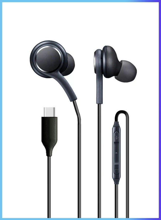 In-Ear Wired Earphones Type C For, Support Calls And Music, Built-In Dac, Dual Channels, Lightweight Material In-Ear Design - Black  - Image 1