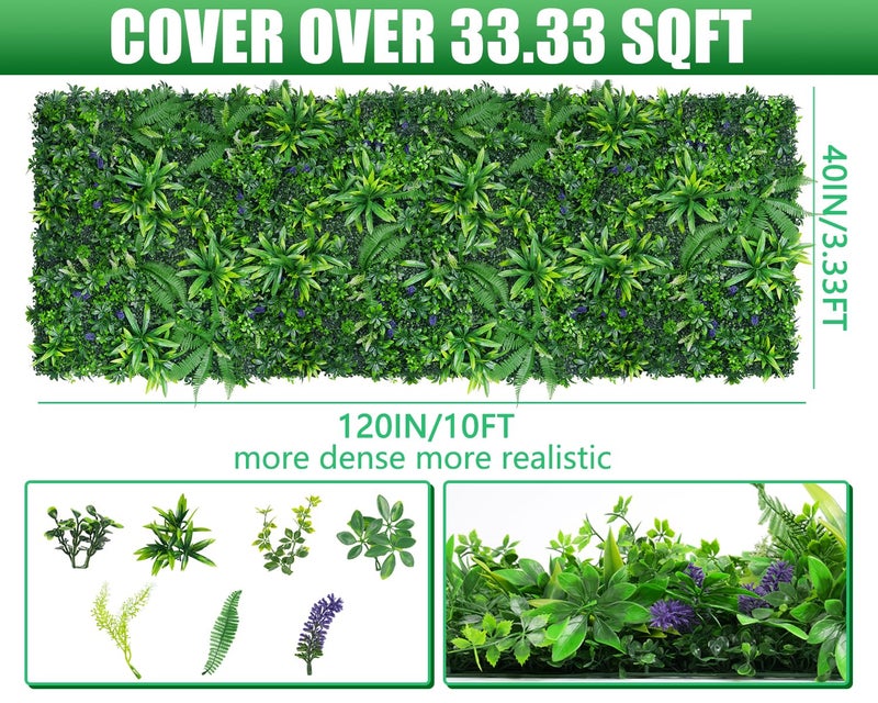 Grooy Artificial Boxwood Roll Panels, Grass Wall Panels 40"x120"(33.33 SQFT), Privacy Hedge Fence Screen with UV Protection, Fake Greenery Backdrop for Indoor Wedding and Outdoor Garden Backyard - Image 2