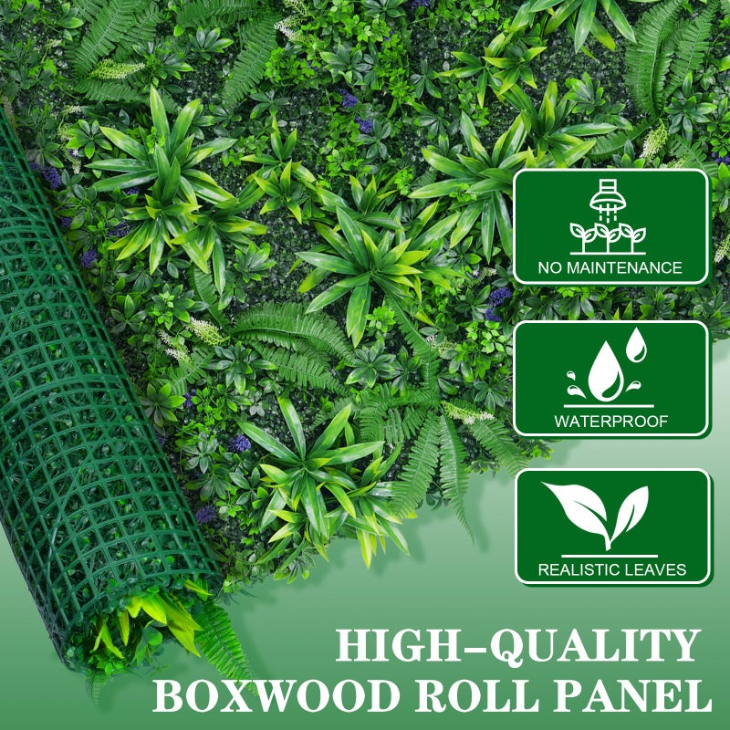 Grooy Artificial Boxwood Roll Panels, Grass Wall Panels 40"x120"(33.33 SQFT), Privacy Hedge Fence Screen with UV Protection, Fake Greenery Backdrop for Indoor Wedding and Outdoor Garden Backyard - Image 3