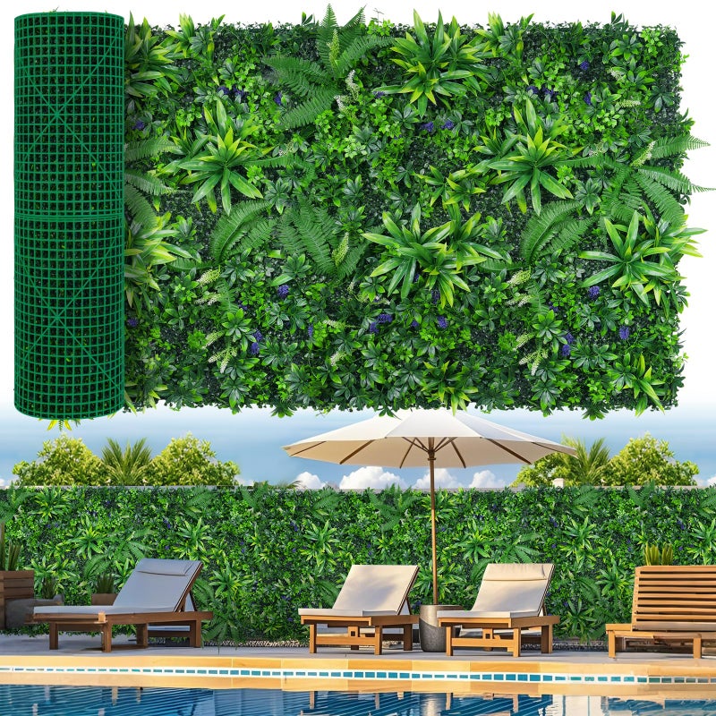 Grooy Artificial Boxwood Roll Panels, Grass Wall Panels 40"x120"(33.33 SQFT), Privacy Hedge Fence Screen with UV Protection, Fake Greenery Backdrop for Indoor Wedding and Outdoor Garden Backyard - Image 1