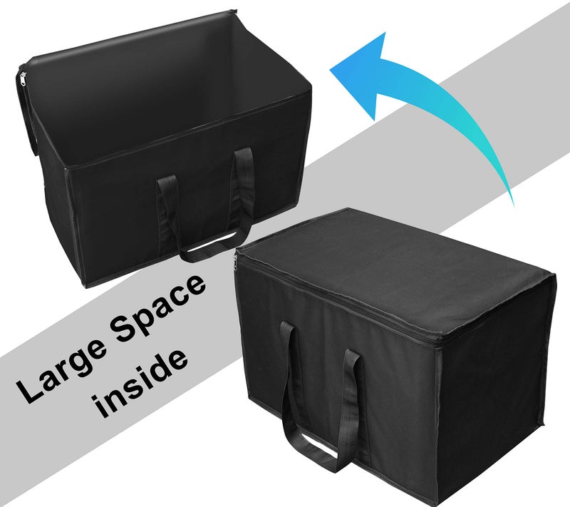DAHSHA 4 Pack Nylon Moisture Proof Multi-Purpose 70 L Large Toys Storage Bag/Books Magazine/Blankets/Clothes Storage Organizer with Zip and Handle Rectangular(Black, 55.8x34x36.8cm) - Image 5