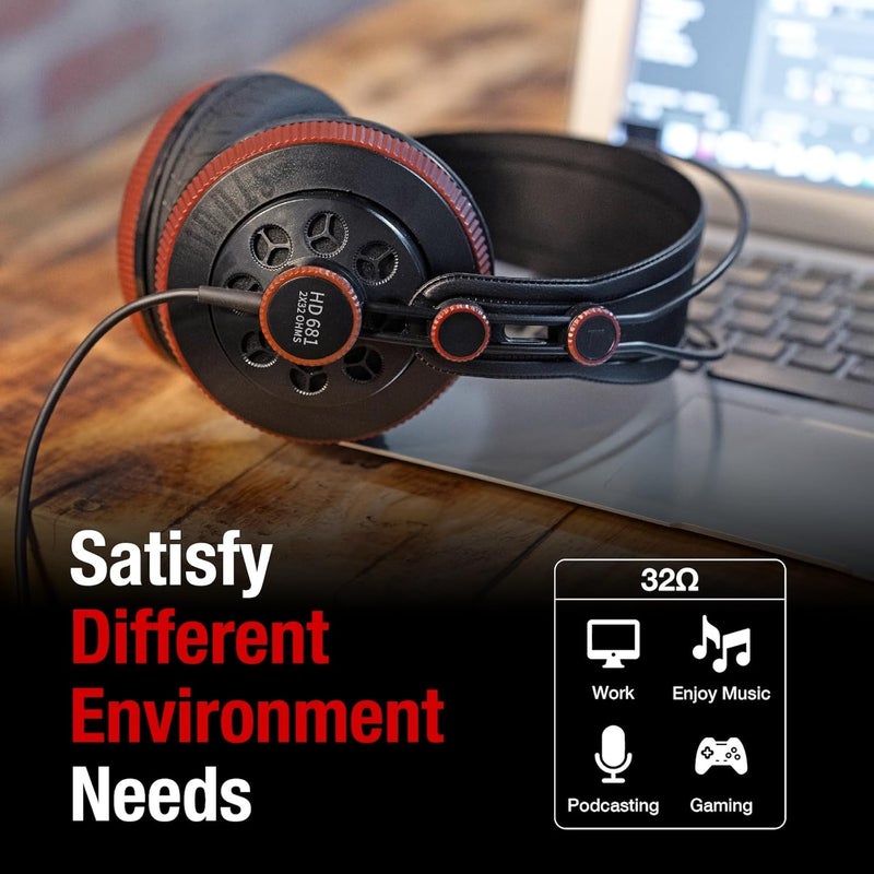 Superlux HD681 Air Professional Monitoring Semi-Open Back Headphones with AIR Cushion Earpads, Wired Over-Ear with High-Resolution Sound, 3.5 & 6.3mm Adapters for Casual Listening Recording DJ Gaming - Image 5