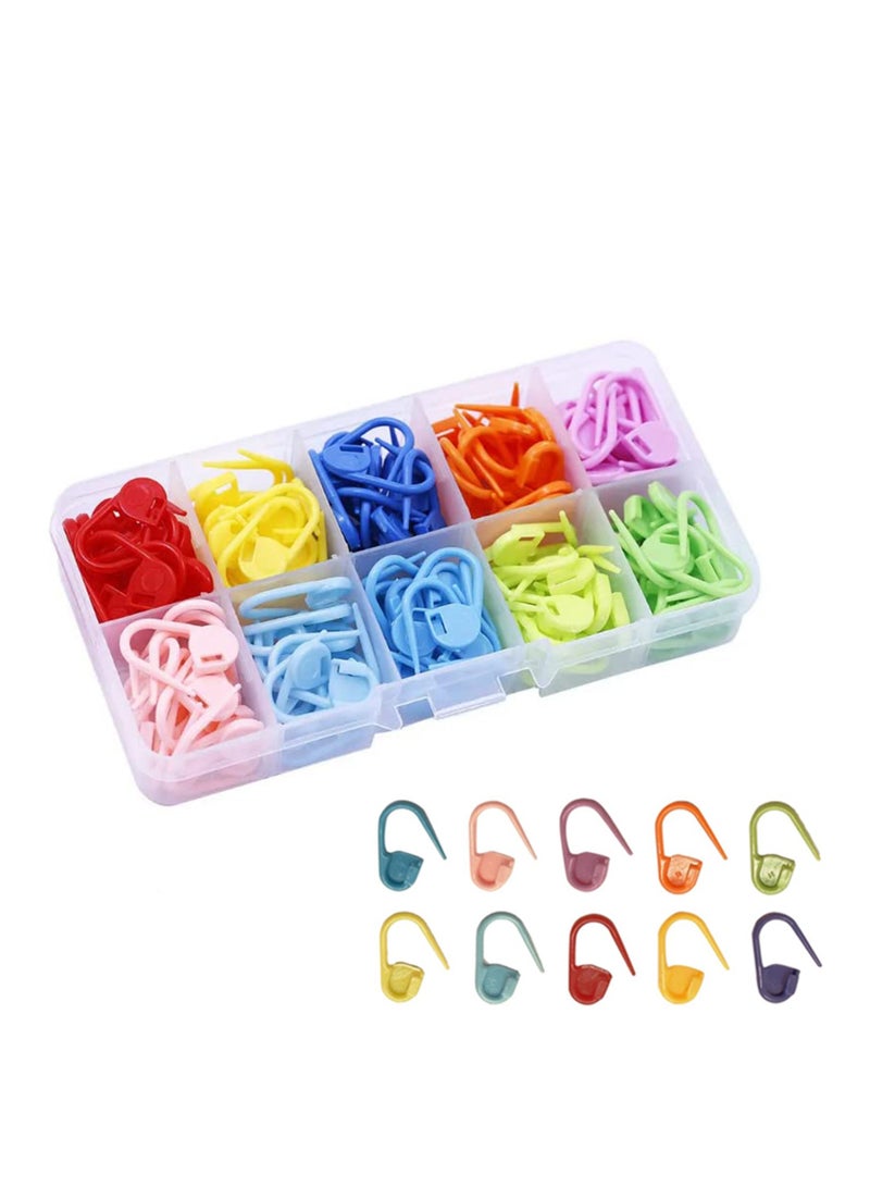 SYOSI 200 Pieces Knitting Crochet Locking Stitch Markers Stitch Needle Clip Counter, 10 Colors, 2 Boxes of 100 Pieces Each - Image 1