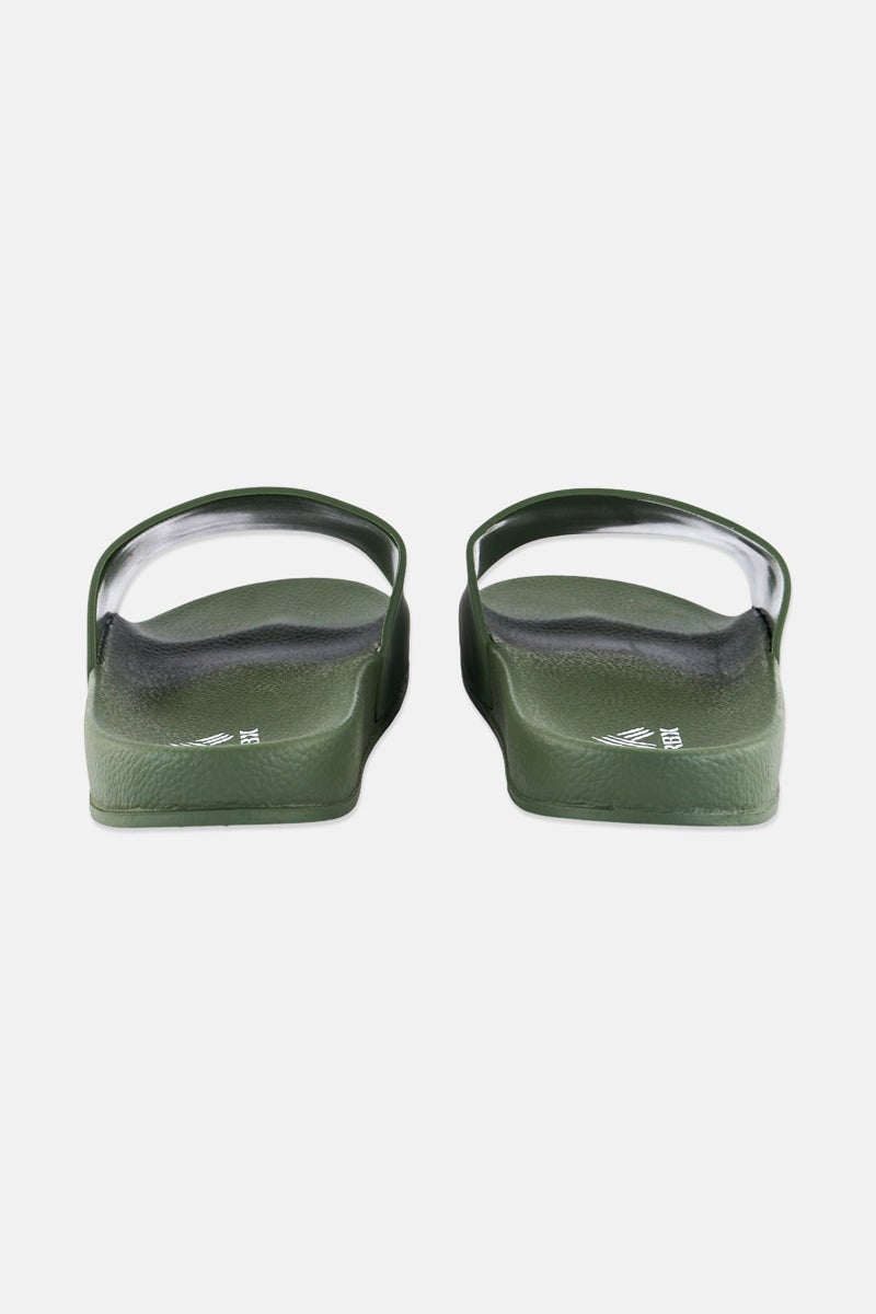RBX Men Brand Logo Slip On Slides, Dark Green  - Image 3