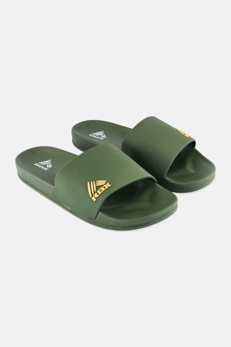 RBX Men Brand Logo Slip On Slides, Dark Green  - Image 1