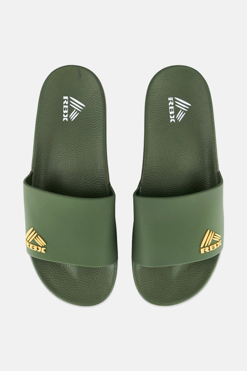 RBX Men Brand Logo Slip On Slides, Dark Green  - Image 2