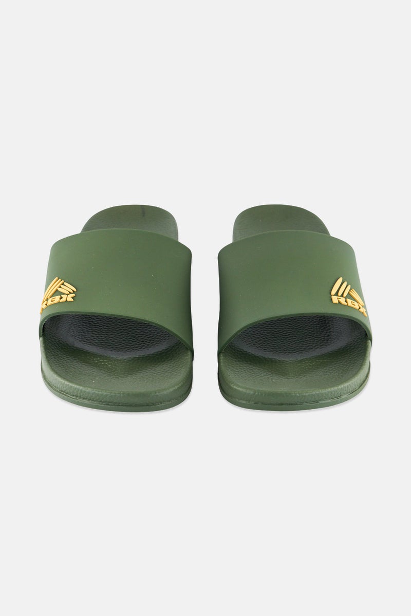 RBX Men Brand Logo Slip On Slides, Dark Green  - Image 4