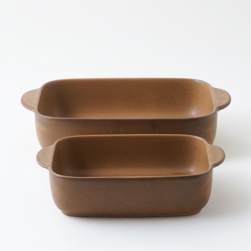La Mesa stoneware oven to table rectangular dish set of 2pcs, brown - Image 5