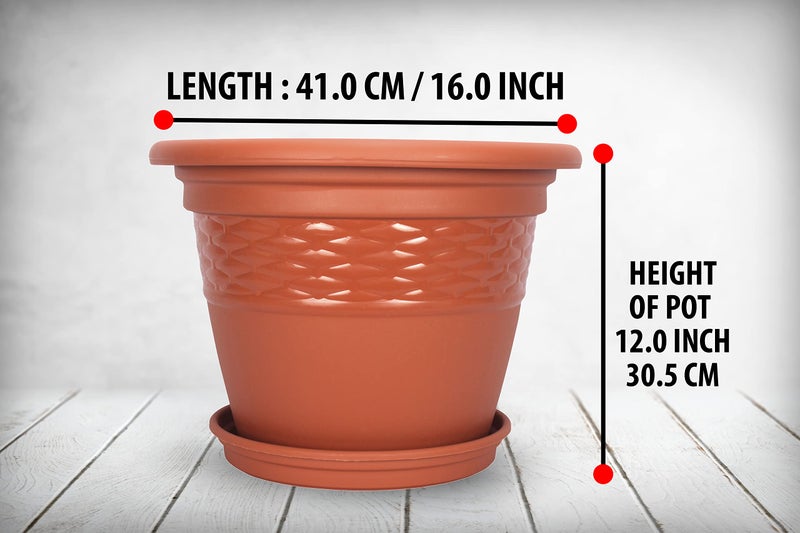 Halsey Clean Home Round Virgin Plastic Modern Design Durable Plastic Plant Pot for Gardening (Pack of 4) (POTS with Tray, X-LARGE-11 INCH) - Image 5