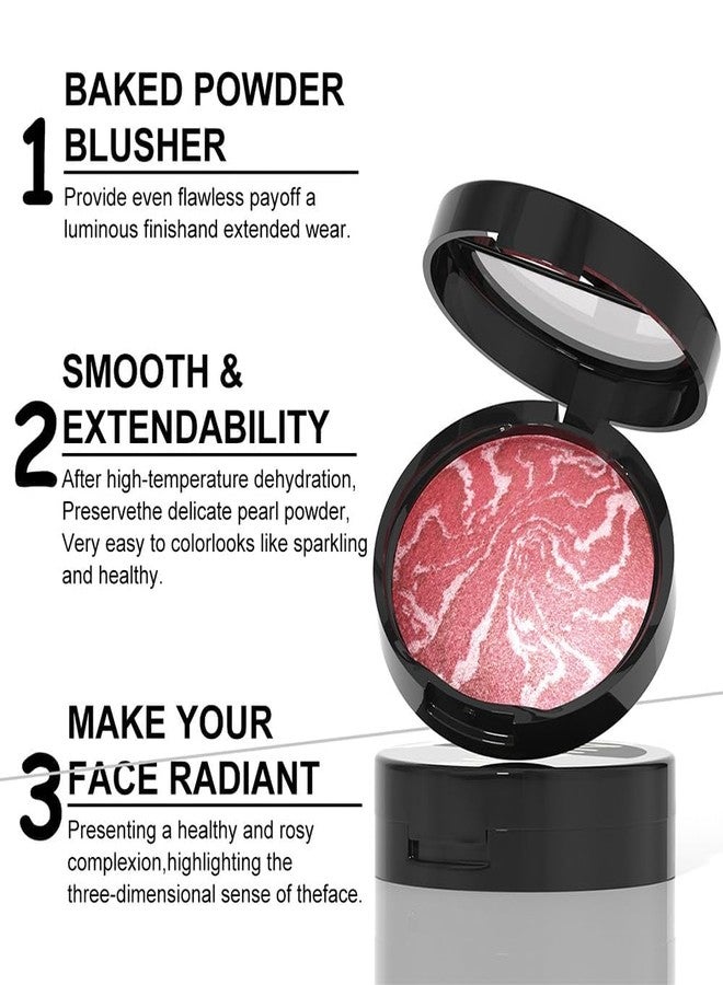 SUAKE Brighten Baked Blush Contour Palette, 2-in-1 Blush & Highlighter Hybrid - Pressed Powder-Butter Cream, Marbleized, Intensely Pigmented Natural Finish, Buildable Color (Blush-A01) - Image 4
