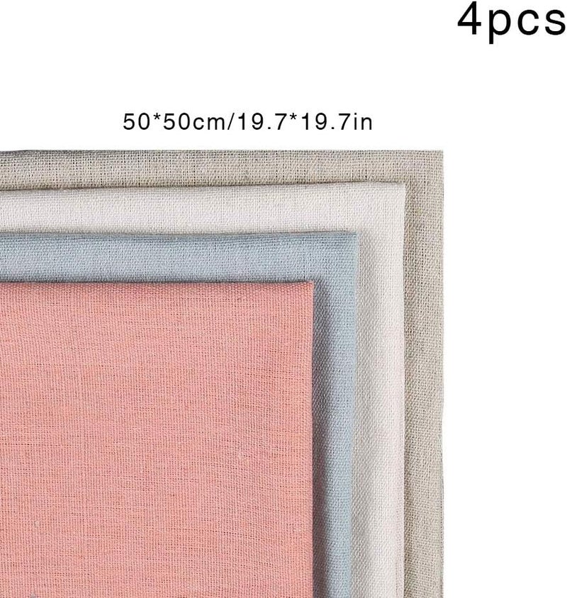Vidillo Needlework Fabric, 4Pcs 4 Colors Natural Linen Fabric Solid Colored Embroidery Fabric Cross Stitch Aida Cloth for Making Garment Craft, Needle Embroidery, 20 Inch Linen Fabric DIY Decoration C - Image 2