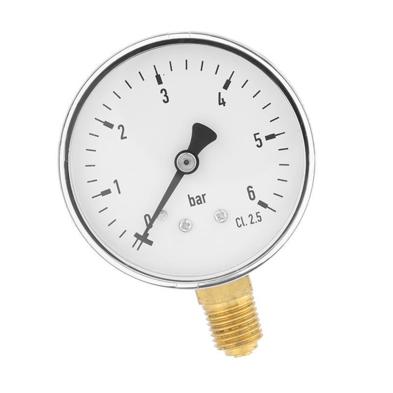 Air Hydraulic Pressure Gauge 0-6 Bar: 6cm Dial Clear Reading - Metal Case Stable Performance Side Mount Manometer for Pressure Measuring Tasks - Image 2