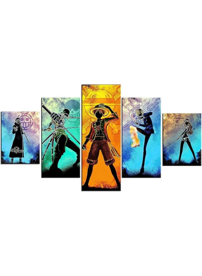 MGPEAYCT One Piece Poster Anime Canvas Luffy 5 Pieces HD Print Painting Decoration Pictures Modern for Living Bathroom Dining Room Home Decor Unframed - Image 1
