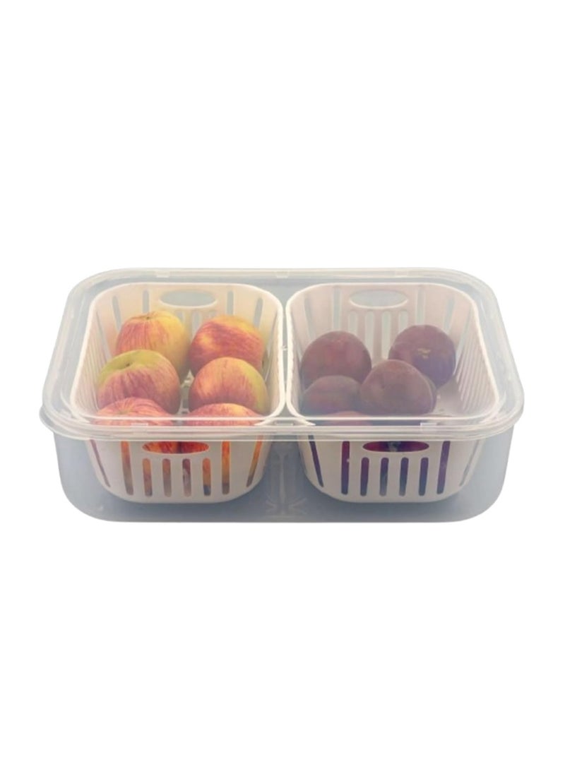 sulfar Fridge Storage Boxes Freezer Storage Containers, Container for Kitchen Storage Set, Storage in Kitchen, Vegetable Storage, Draining Crisper Refrigerator Food Box (2 Grids) Transparent  - Image 1