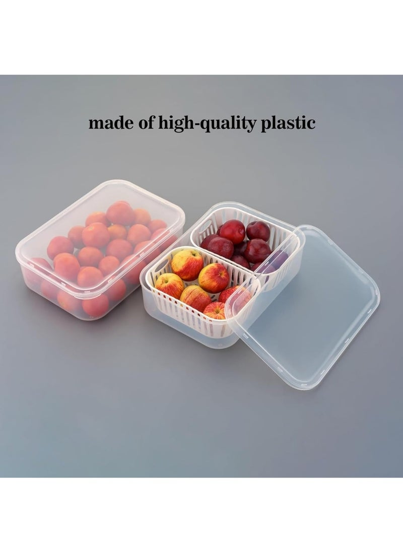 sulfar Fridge Storage Boxes Freezer Storage Containers, Container for Kitchen Storage Set, Storage in Kitchen, Vegetable Storage, Draining Crisper Refrigerator Food Box (2 Grids) Transparent  - Image 5