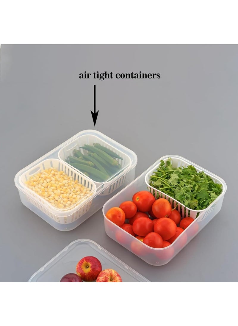 sulfar Fridge Storage Boxes Freezer Storage Containers, Container for Kitchen Storage Set, Storage in Kitchen, Vegetable Storage, Draining Crisper Refrigerator Food Box (2 Grids) Transparent  - Image 4