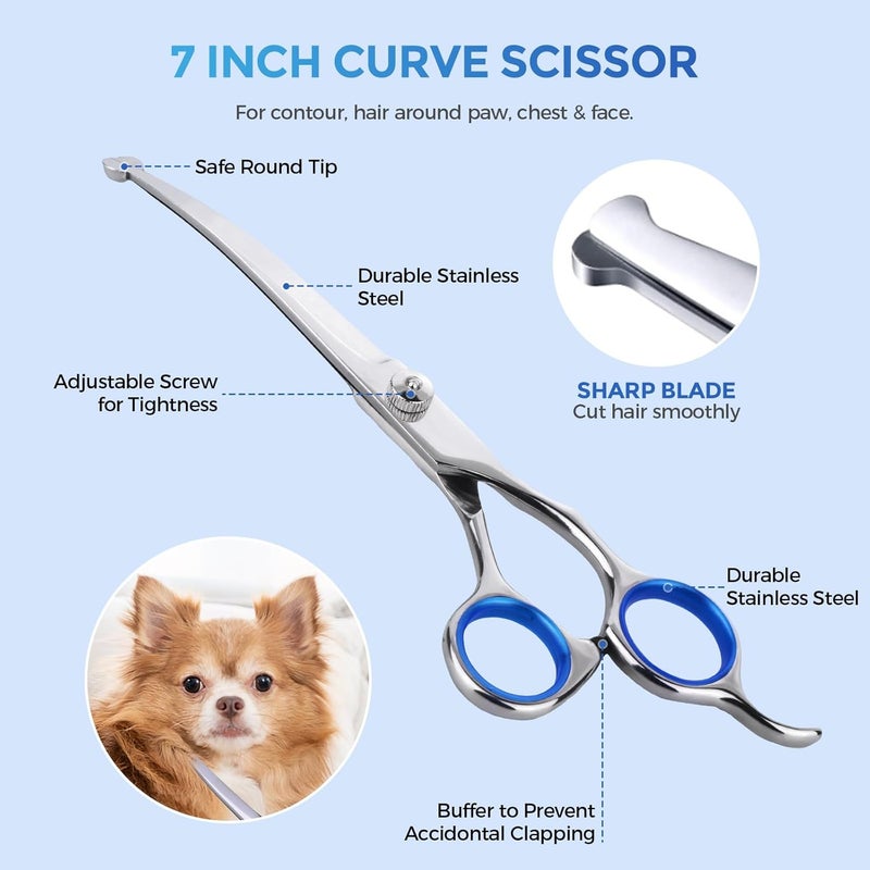 maxshop Dog Grooming Scissors - 5 Pack Professional Titanium Stainless Steel Dog Scissors Kit Hair Cutting Thinning Shears for Dogs and Cats Heavy Duty Pet Grooming Scissors Set - Image 4