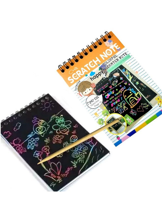 Evissa Scratch Note Colorful Magic Art Craft Kit Includes Multicolour | Birthday Return Gifts For kids | Scratch Book for Kid's | Creative Drawing Activity Toy | Educational Stationary Kit | Ideal for Birthday, Return Gift Aged 3-12 | Pack of 6 - Image 5