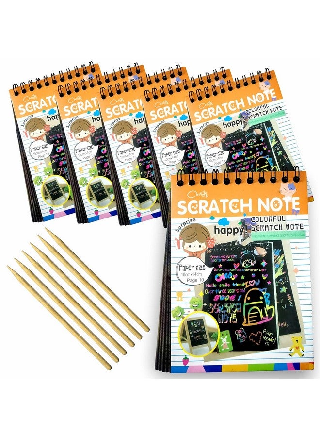 Evissa Scratch Note Colorful Magic Art Craft Kit Includes Multicolour | Birthday Return Gifts For kids | Scratch Book for Kid's | Creative Drawing Activity Toy | Educational Stationary Kit | Ideal for Birthday, Return Gift Aged 3-12 | Pack of 6 - Image 1
