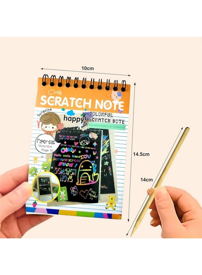 Evissa Scratch Note Colorful Magic Art Craft Kit Includes Multicolour | Birthday Return Gifts For kids | Scratch Book for Kid's | Creative Drawing Activity Toy | Educational Stationary Kit | Ideal for Birthday, Return Gift Aged 3-12 | Pack of 6 - Image 4