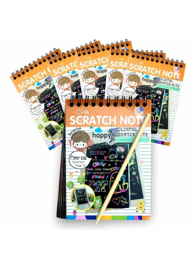Evissa Scratch Note Colorful Magic Art Craft Kit Includes Multicolour | Birthday Return Gifts For kids | Scratch Book for Kid's | Creative Drawing Activity Toy | Educational Stationary Kit | Ideal for Birthday, Return Gift Aged 3-12 | Pack of 6 - Image 2