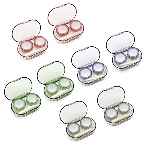Modixun 8 Pack Clear Contact Lens Case with Inserter/Remover & Tweezer, 4 Colors Leak-Proof Bulk Contact Cases with Box, Lenses Holder Kit with L/R Mark, Style B - Image 1