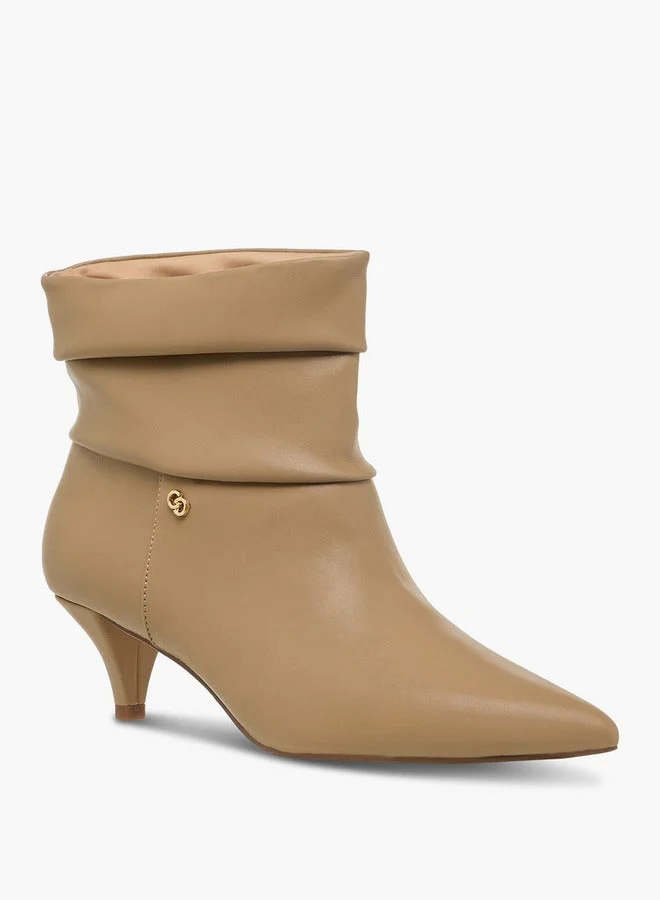 Celeste Women's Ruched Detail Ankle Boots with Kitten Heels