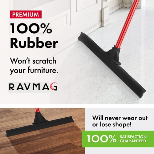 RAVMAG Heavy-Duty Floor Squeegee - Large 18" Wide Blade & 55" Long Handle Professional Grade Concrete, Garage & Commercial Rubber Squeegee Broom Floor Cleaner - Wood, Tile, Shower, Glass, Deck, Window - Image 2