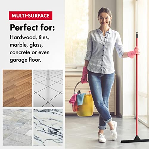 RAVMAG Heavy-Duty Floor Squeegee - Large 18" Wide Blade & 55" Long Handle Professional Grade Concrete, Garage & Commercial Rubber Squeegee Broom Floor Cleaner - Wood, Tile, Shower, Glass, Deck, Window - Image 4