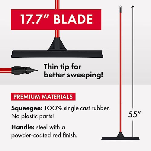 RAVMAG Heavy-Duty Floor Squeegee - Large 18" Wide Blade & 55" Long Handle Professional Grade Concrete, Garage & Commercial Rubber Squeegee Broom Floor Cleaner - Wood, Tile, Shower, Glass, Deck, Window - Image 5