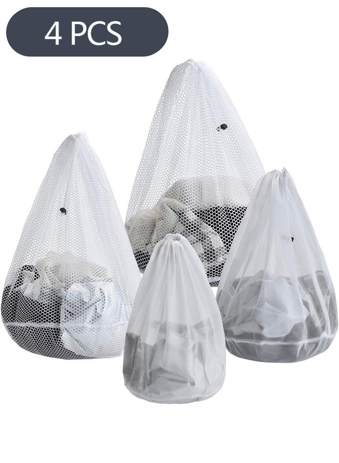 4-Piece Large Capacity Mesh Laundry Bags, Machine Washable Drawstring Design Travel Mesh Laundry Wash Bags for Blouse Hosiery Stocking Underwear (CoarseFine Mesh) - Image 1