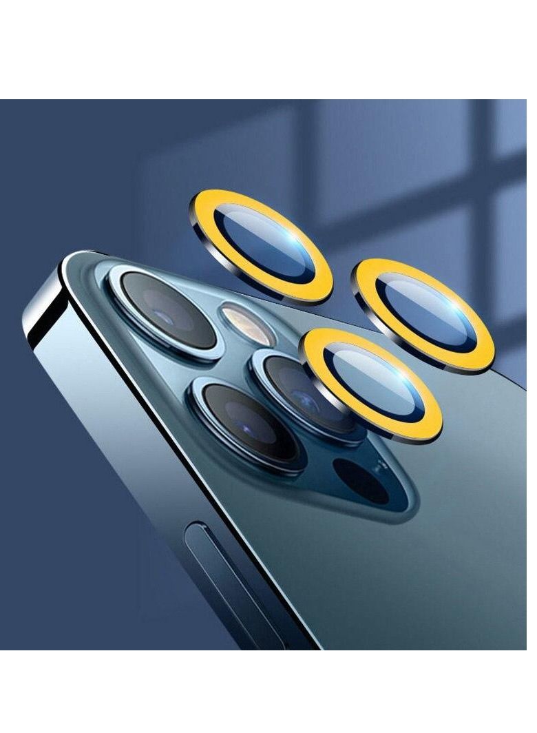 Night Glow Luminous fluorescent Camera Lens Ring Protector Compatible for iPhone 14 Pro Yellow