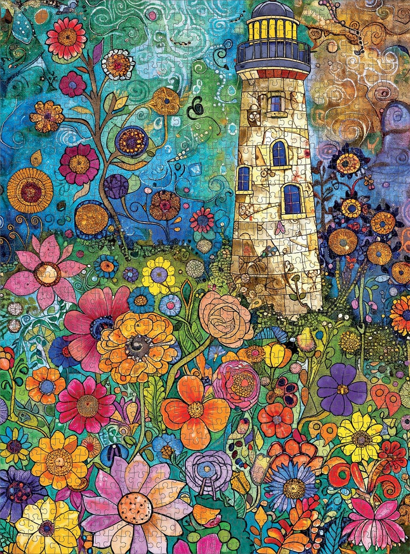 Cross & Glory â€“ 1000 Piece Jigsaw Puzzle for Adults |Lighthouse of Dreams | Whimsical Lighthouse Garden Puzzle | Colorful Gustav Klimt Inspired Artwork | 20x27 Inches | Flower Puzzle - Image 5