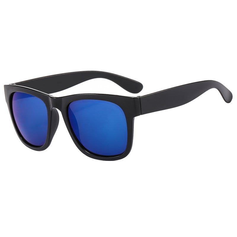 Generic Trendy Oversized Sunglasses Unisex UV400Bright Black Blue Mercury Bright Black Blue Mercury 