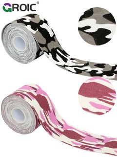 GROIC 2 Pack Kinesiology Tape, Camouflage Sports Tape Athletic Recovery Pain Relieve Strong Adhesion Waterproof Sports Theraeputic Tape for Muscle Pain Relief and Joint Support  [2” x 197”]  - Image 1