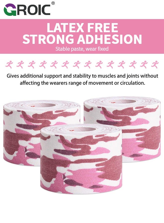 GROIC 2 Pack Kinesiology Tape, Camouflage Sports Tape Athletic Recovery Pain Relieve Strong Adhesion Waterproof Sports Theraeputic Tape for Muscle Pain Relief and Joint Support  [2” x 197”]  - Image 2