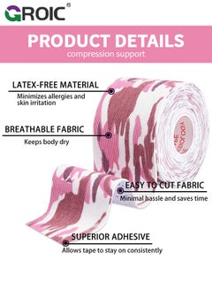 GROIC 2 Pack Kinesiology Tape, Camouflage Sports Tape Athletic Recovery Pain Relieve Strong Adhesion Waterproof Sports Theraeputic Tape for Muscle Pain Relief and Joint Support  [2” x 197”]  - Image 3