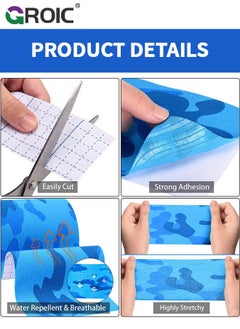 GROIC 2 Pack Kinesiology Tape, Camouflage Sports Tape Athletic Recovery Pain Relieve Strong Adhesion Waterproof Sports Theraeputic Tape for Muscle Pain Relief and Joint Support  [2” x 197”]  - Image 4